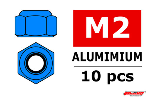 Team Corally - Aluminium Nylstop Nut - M2 - Blue - 10 pcs