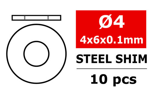 Team Corally - Steel Metric Shim - 4x6x0,1mm - 10 pcs