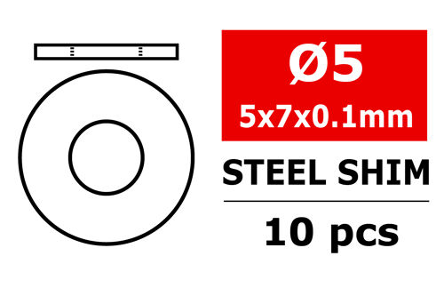 Team Corally - Steel Metric Shim - 5x7x0,1mm - 10 pcs