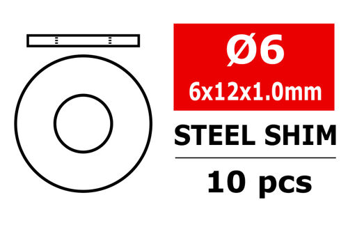 Team Corally - Steel Metric Shim - 6,0x12x1,0mm - 10 pcs