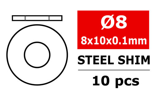 Team Corally - Steel Metric Shim - 8x10x0,1mm - 10 pcs
