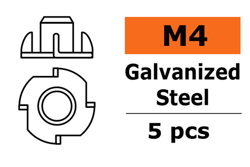 Revtec - Blind nut M4 - Galvanized Steel - 5 pcs