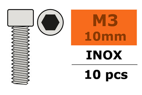 Revtec - Hex Socket Head Screw - M3X10 - Inox - 10 pcs