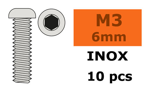 Revtec - Hex Button Head Screw - M3X6 - Inox - 10 pcs