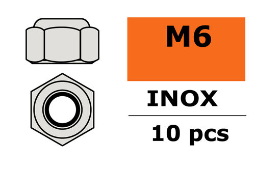Revtec - Hexagon Nylstop Nut - M6 - Inox - 10 pcs