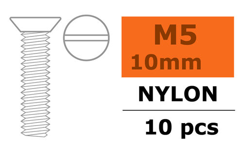 Revtec - Flat Head Screw - M5X10 - Nylon - 5 pcs