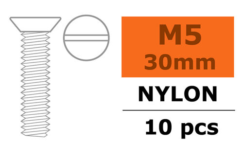 Revtec - Flat Head Screw - M5X30 - Nylon - 5 pcs