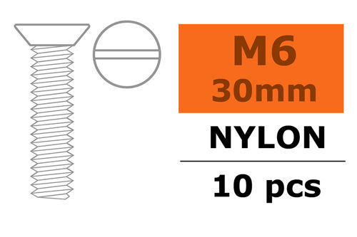 Revtec - Flat Head Screw - M6X30 - Nylon - 5 pcs