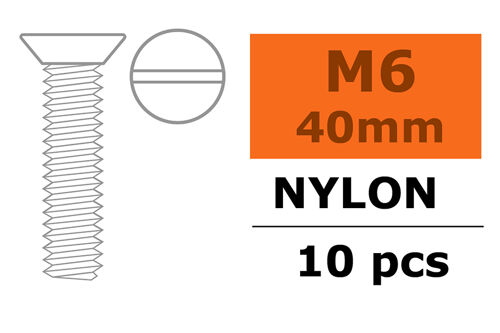 Revtec - Flat Head Screw - M6X40 - Nylon - 5 pcs