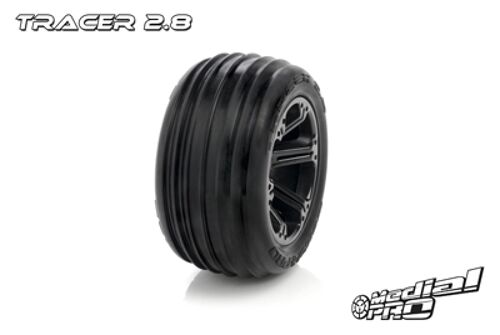 Medial Pro - Sport Tires glued on Rims - Tracer 2.8 - Front, Black Rims - Front Jato, Nitro Sport, Nitro Rustler
