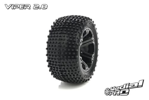 Medial Pro - Sport Tires glued on Rims - Viper 2.8 - Black Rims - Front Jato, Nitro Sport, Nitro Rustler