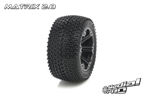 Medial Pro - Sport Tires glued on Rims - Matrix 2.8 - Black Rims - Front Jato, Nitro Sport, Nitro Rustler