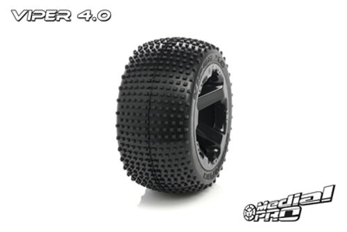 Medial Pro - Sport Tires glued on Rims - Viper 4.0 - Black Rims - 17mm Hex - Revo + Maxx series