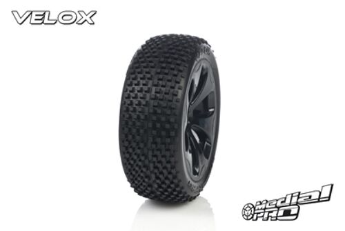 Medial Pro - Racing Tires glued on Rims - Velox - M3 Soft - Black Rims - Front SLASH 2WD