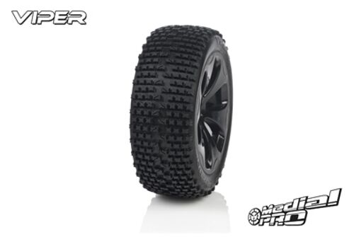 Medial Pro - Racing Tires glued on Rims - Viper - M3 Soft - Black Rims - Front SLASH 2WD