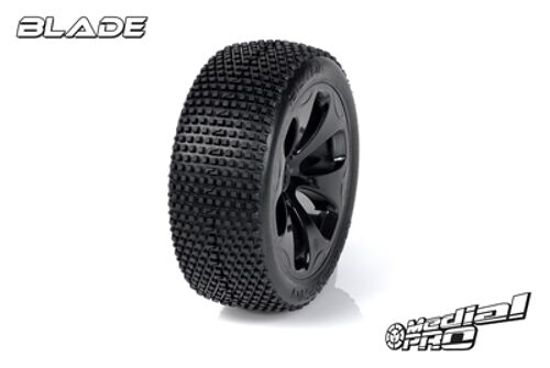 Medial Pro - Racing Tires glued on Rims - Blade - M3 Soft - Black Rims - Front SLASH 2WD