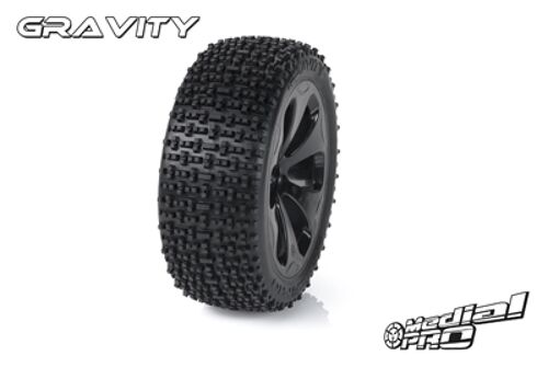 Medial Pro - Racing Tires glued on Rims - Gravity - M3 Soft - Black Rims - Front SLASH 2WD
