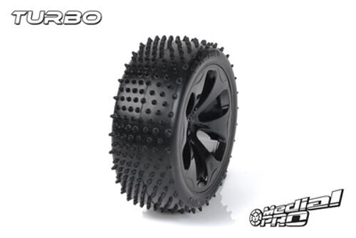 Medial Pro - Racing Tires glued on Rims - Turbo - M3 Soft - Black Rims - Front SLASH 2WD