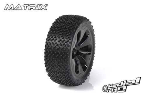 Medial Pro - Racing Tires glued on Rims - Matrix - M4 Super Soft - Black Rims - Rear + Front Slash 4WD, Rear Slash 2WD