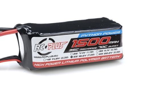 RC Plus - Li-Po Batterijpakket - Python Power 35C - 1500 mAh - 5S1P - 18,5V - Deans Aansluiting