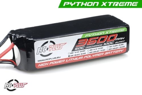 RC Plus - Li-Po Batterypack - Python X-Treme 55C - 3600 mAh - 5S1P - 18,5V - Deans Connector