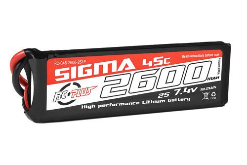 RC Plus - Li-Po batterij - Sigma 45C - 2600 mAh - 2S1P - 7.4V - XT-60