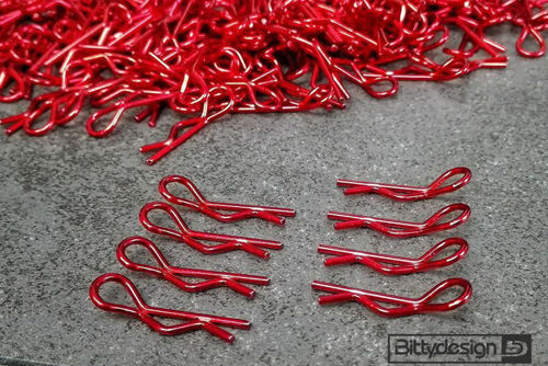 BittyDesign - Body Clips Kit Big scale 1/5 - 1/7 - 1/8, 8pcs (4x Left + 4x Right) - Red