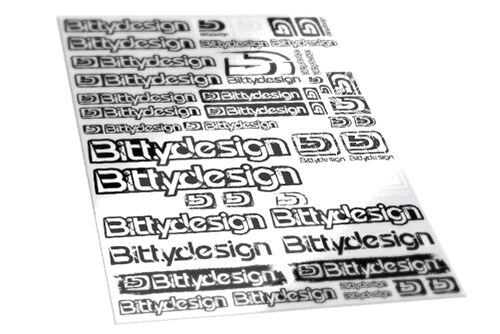 BittyDesign - Big Decal sheet, 21,5x30,5cm, clear support, black/white printing, fuelproof