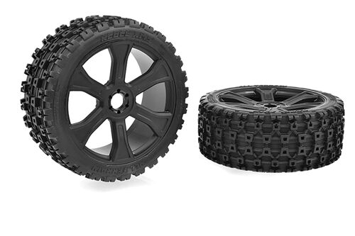 Team Corally - Rebel XMS - ASUGA XLR Off-Road Tires - Low Profile - Glued on Black Rims - 1 pair
