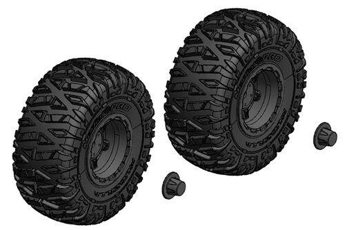 Team Corally - Tire and Rim Set - Truck - Black Rims - 1 Pair