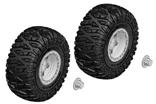 Team Corally - Tire and Rim Set - Truck - Chrome Rims - 1 Pair