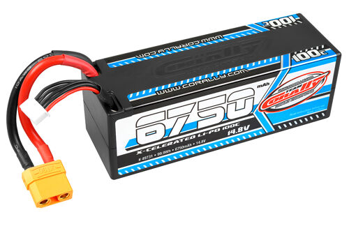 Team Corally - X-Celerated 100C LiPo Battery - 6750 mAh - 14.8V - Stick 4S - Hard Wire - XT90