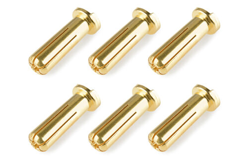 Team Corally - Bullit Connector 5.0mm - Male - Solid Type - Gold Plated - Ultra Low Resistance - Wire 90°- 6 pcs