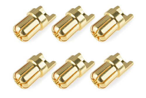 Team Corally - Bullit Connector 6.5mm - Male - Solid Type - Gold Plated - Ultra Low Resistance - Wire Straight - 6 pcs