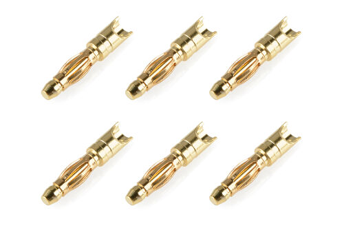Team Corally - Bullit Connector 2.0mm - Male - Spring Type - Gold Plated - Wire Straight - 6 pcs