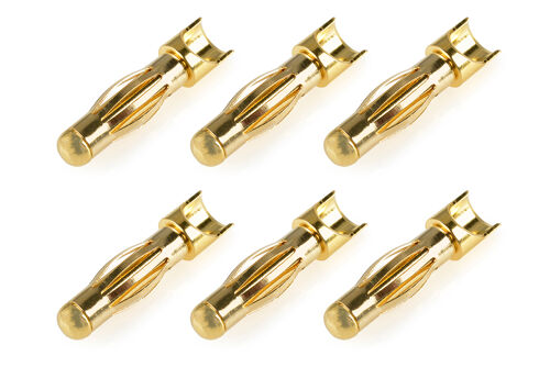 Team Corally - Bullit Connector 4.0mm - Male - Spring Type - Gold Plated - Wire Straight - 6 pcs
