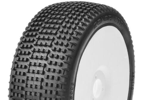 Captic Racing - ZONDA XTR - 1/8 Buggy Tires Mounted - CR-3 (Soft) Racing Compound - White Rims - 1 Pair