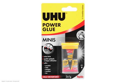 UHU - Super Glue Minis - 3x 1 g - Adhésif cyanoacrylate tout usage