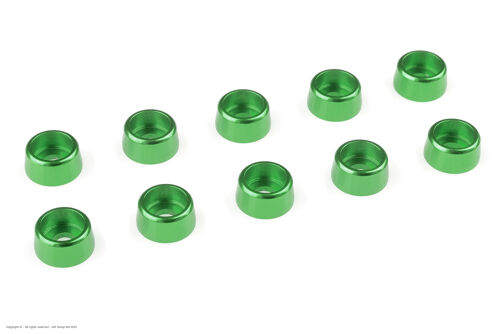 Revtec - Aluminium Washer - for M3 Socket Head Screws - OD=8mm - Green - 10 pcs