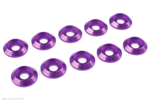 Revtec - Aluminium Washer - for M4 Button Head Screws - OD=12mm - Purple - 10 pcs