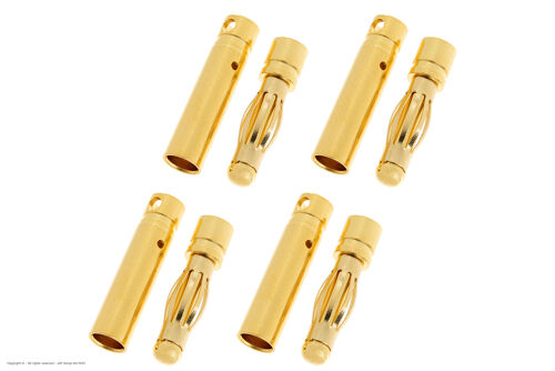 Revtec - Connector - 4.0mm - Gold Plated - Long - Male + Female - 4 pairs