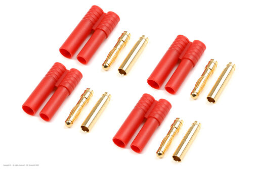 Revtec - Connector - 4.0mm - Gold Plated with Plastic Housing - 4 pcs
