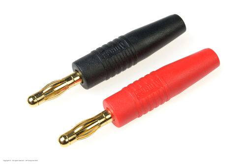 Revtec - Connector - Banana - Gold Plated 4mm - Black + Red - 1 pair