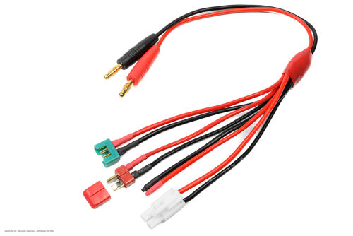 Revtec - Charge Lead - Universal 4in1 - Tamiya, MPX, Deans, Free wire - 16 AWG Silicone Wire - 1 pc