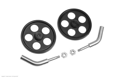 Revtec - Landing Gear Axle - Angled - 2mm Carbon Rod - Incl. Wheels - 1 Set