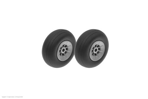 Revtec - Airplane Wheels - Rubber w/ Nylon Rim - 38mm - Shaft Dia. 3mm - 2 pcs