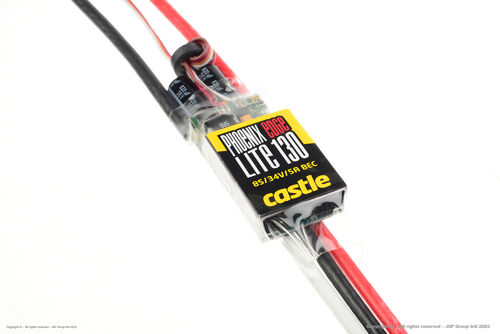 Castle Creations - Phoenix Edge Lite 130 - High Performance Air-Heli Brushless Controller - Lite version - Datalogging - Telemetry Capable - Aux. Wire - 2-8S - 130A - 5A SBec