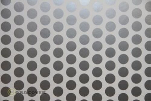 Oracover - Fun 1 (16mm Dots) White + Silver ( Length : Roll 2m , Width : 60cm )
