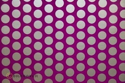Oracover - Fun 1 (16mm Dots) Fluorescent Violet + Silver ( Length : Roll 2m , Width : 60cm )