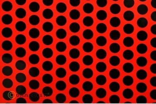 Oracover - Fun 1 (16mm Dots) Fluorescent Red + Black ( Length : Roll 2m , Width : 60cm )